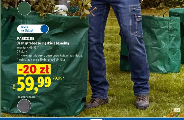 Jeansy robocze męskie z bawełną Parkside promocja w Lidl