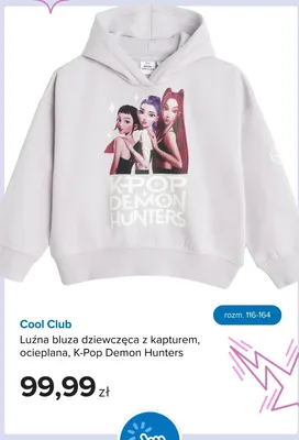 Luźna bluza dziewczęca z kapturem ocieplana K-Pop Demon Hunters Cool Club promocja w Smyk