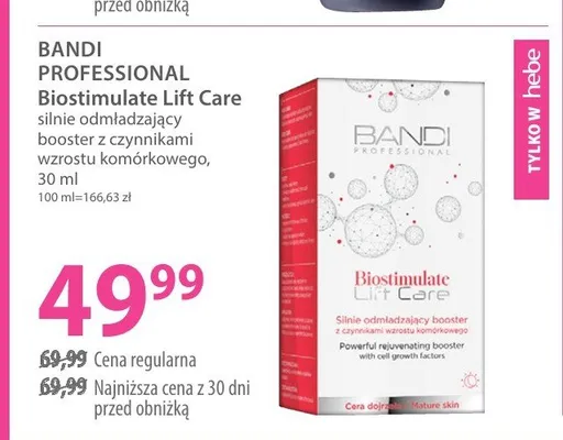 Booster silnie odmładzający z czynnikami wzrostu komórkowego Bandi Professional Biostimulate Lift Care promocja w Hebe