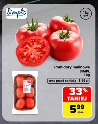 Pomidory malinowe Simpl promocja w Carrefour