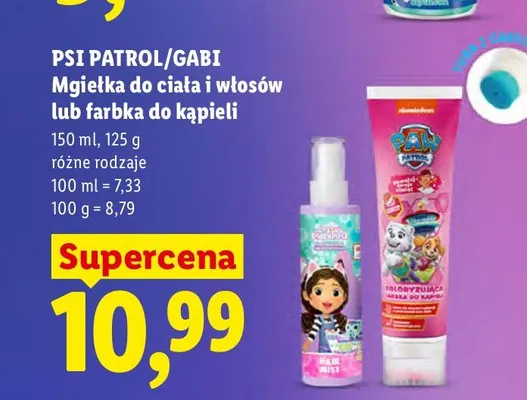 Mgiełka do ciała i włosów Psi Patrol/Gabi promocja w Lidl