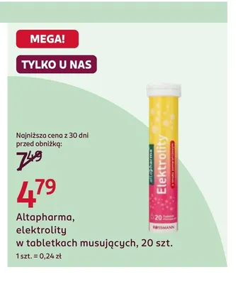 Elektrolity w tabletkach musujących Altapharma promocja w Rossmann