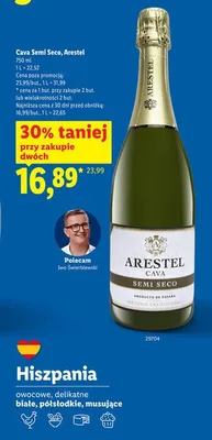Wino musujące Cava Semi Seco Arestel promocja w Lidl
