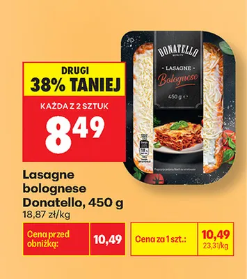 Lasagne bolognese Donatello promocja w Biedronka