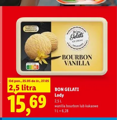 Lody wanilia bourbon BON GELATI promocja w Lidl