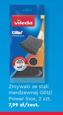 Zmywaki ze stali nierdzewnej Glitzi Power Inox Vileda 2-pak promocja w Biedronka