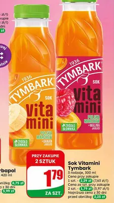 Sok Vitamini Tymbark Polska Marchew + Banan Jabłko promocja w Dino