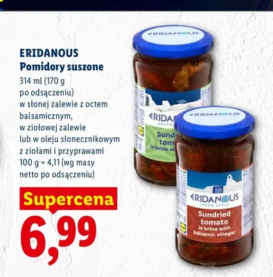 Pomidory suszone w słonej zalewie z octem balsamicznym Eridanous promocja w Lidl