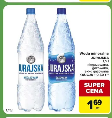 Woda mineralna gazowana Jurajska lekko promocja w Carrefour Express