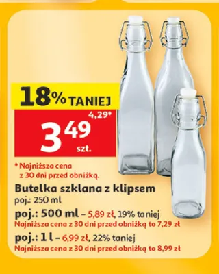 Butelka szklana z klipsem promocja w Auchan