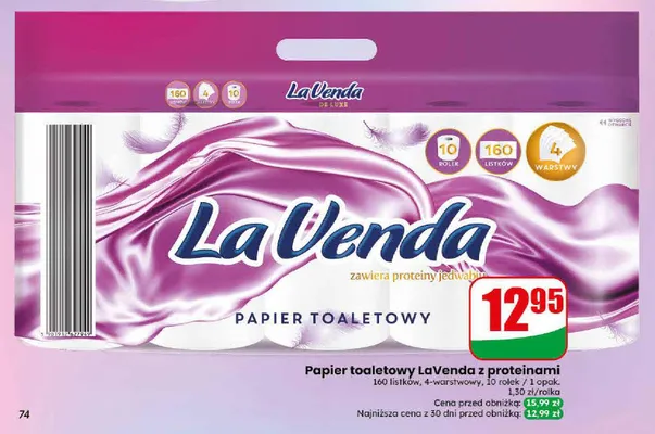 Papier toaletowy LaVenda z proteinami 10-pak promocja w Dino