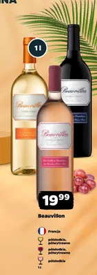 Wino czerwone półsłodkie Beauvillon Francja promocja w Netto