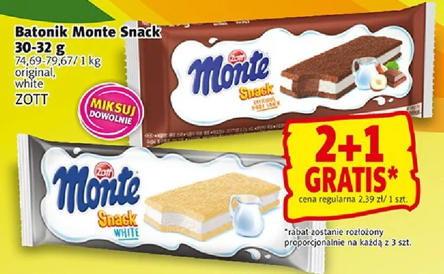 Batonik monte snack 30-32 8/7 1kg original white promocja w Prim Market