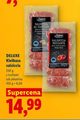 Kiełbasa salsiccia pikantna Deluxe promocja w Lidl