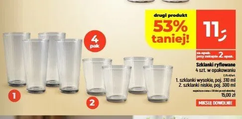 Szklanki ryflowane niskie 4-pak promocja w Dealz