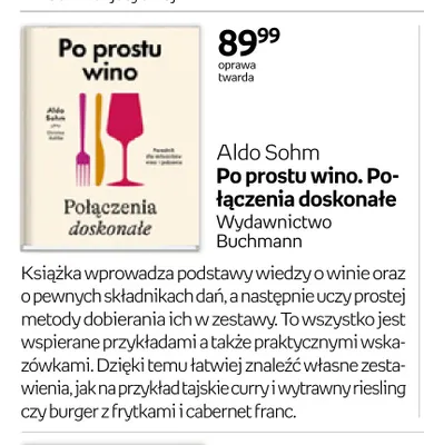 Książka Po prostu wino. Połączenia doskonałe Aldo Sohm promocja w Empik