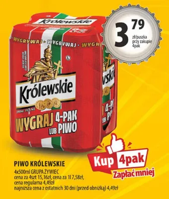 Piwo Królewskie 4x500ml promocja w Arhelan