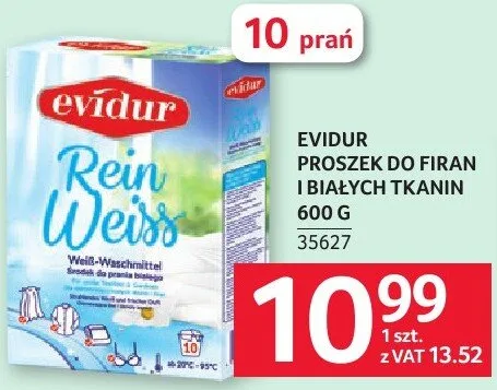 Proszek EVIDUR PROSZEK DO FIRAN I BIAŁYCH TKANIN 600 G promocja w Selgros