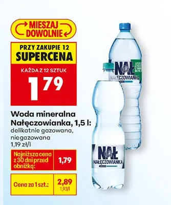 Woda mineralna delikatnie gazowana promocja w Biedronka