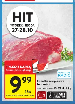 Łopatka wieprzowa bez kości promocja w Intermarche