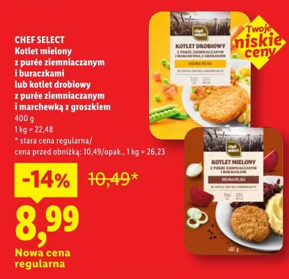 Kotlet drobiowy z purée ziemniaczanym i marchewką z groszkiem Chef Select promocja w Lidl