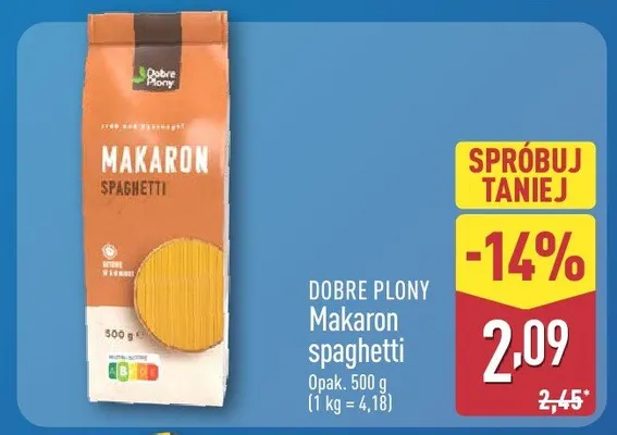Makaron spaghetti Dobre plony promocja w Aldi