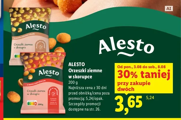 Orzeszki ziemne w skorupce o smaku paprykowym Alesto promocja w Lidl