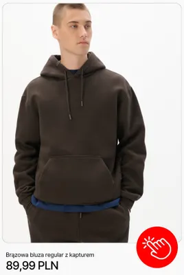 Brązowa bluza regular z kapturem Cropp promocja w Cropp