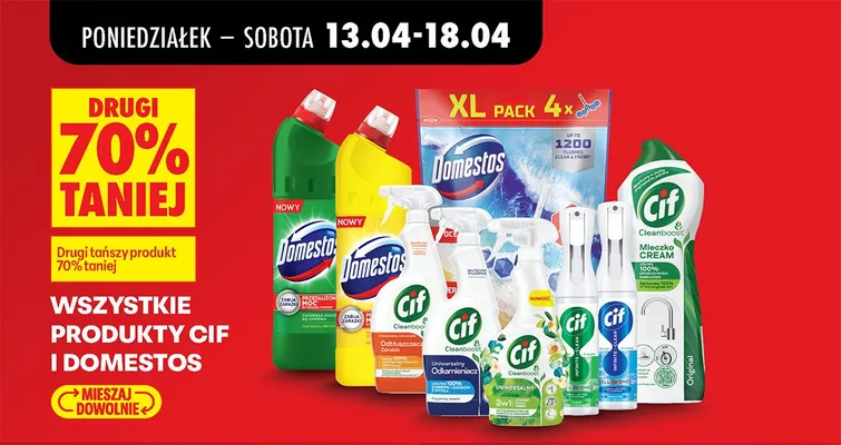 Wszystkie produkty Cif i Domestos DRUGI -70% promocja w Biedronka