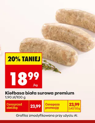 Kiełbasa biała surowa premium promocja w Biedronka