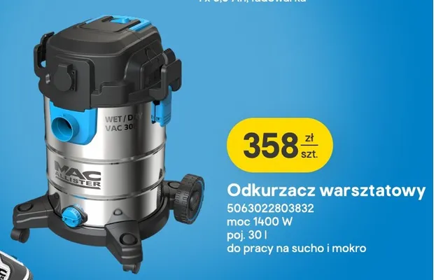 Odkurzacz warsztatowy Mac Allister promocja w Castorama