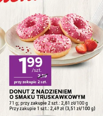 Donut z nadzieniem o smaku truskawkowym promocja w Stokrotka