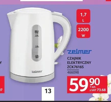 Czajnik elektryczny zelmer ZCK7616S promocja w Selgros