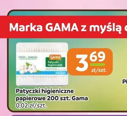 Patyczki higieniczne papierowe Gama 200-pak promocja w Gama