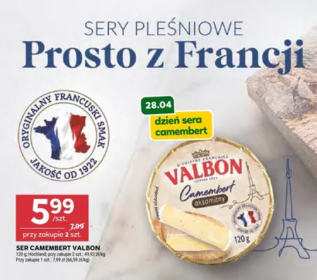 Ser Camembert aksamitny Valbon promocja w Stokrotka