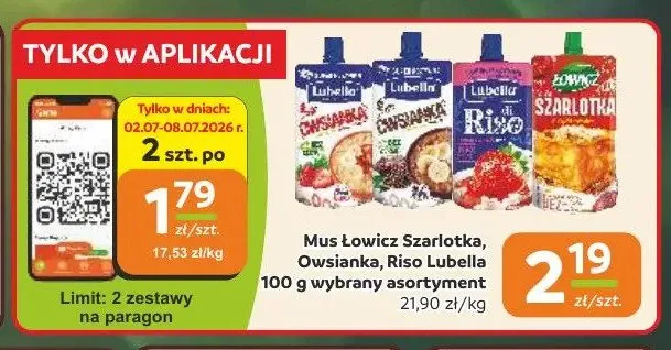 Mus owocowy Łowicz Owsianka promocja w Gama
