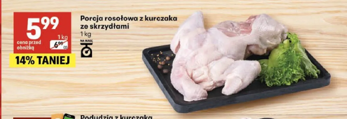 Porcja rosołowa z kurczaka ze skrzydłami promocja w Delikatesy Centrum