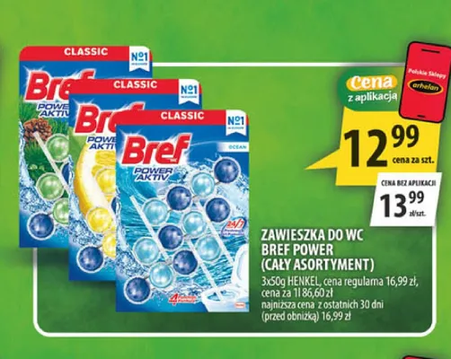 Zawieszka do WC Bref Power Aktiv Ocean 3-pak promocja w Arhelan