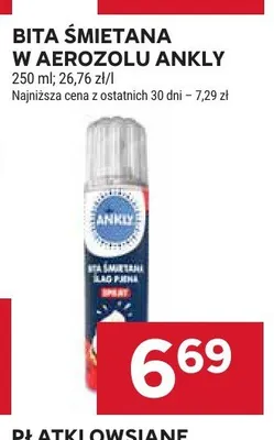 Bita śmietana w aerozolu Ankly promocja w Stokrotka