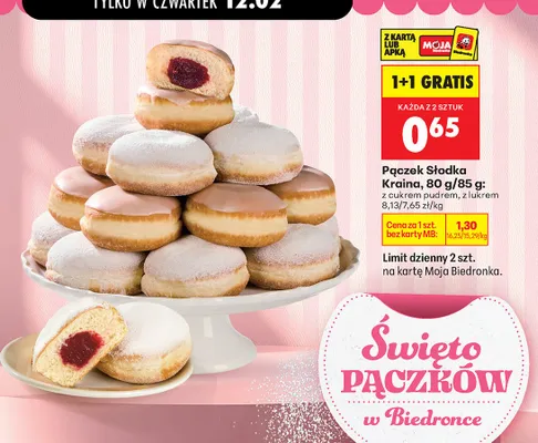 Pączek z lukrem promocja w Biedronka