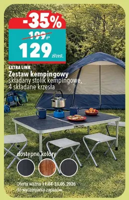 Zestaw kempingowy składany stolik + krzesła Extra Link promocja w Biedronka Home