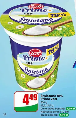 Śmietana 18% Primo promocja w Dino