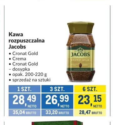Kawa rozpuszczalna Jacobs Crema promocja w Makro