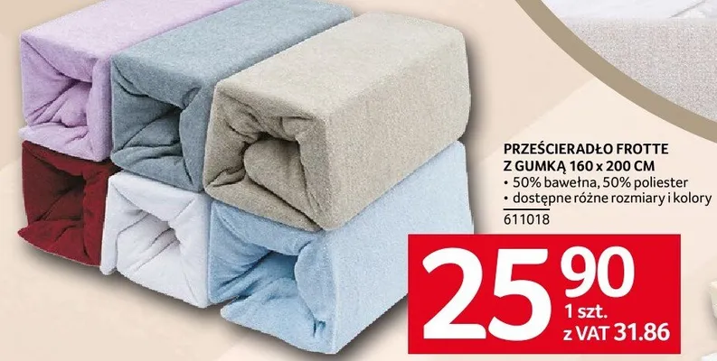 Prześcieradło frotte z gumką 160x200 cm promocja w Selgros