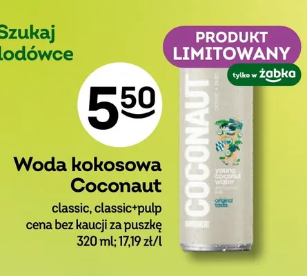 Woda kokosowa Coconaut classic+pulp promocja w Żabka