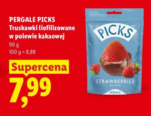 Truskawki liofilizowane w polewie kakaowej Pergale Picks promocja w Lidl