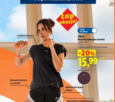 Koszulka funkcyjna damska CRIVIT promocja w Lidl