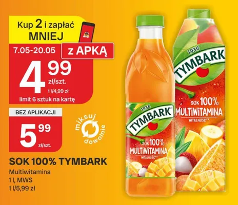 Sok 100% Tymbark Multiwitamina MWS promocja w Chorten