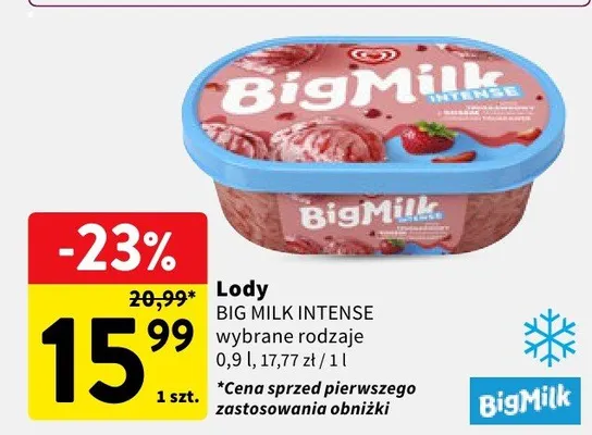 Lody Big Milk Intense promocja w Intermarche