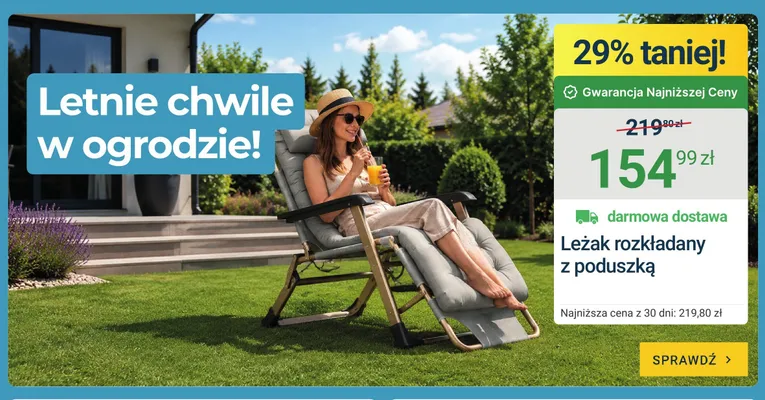 Leżak rozkładany z poduszką promocja w ERLI